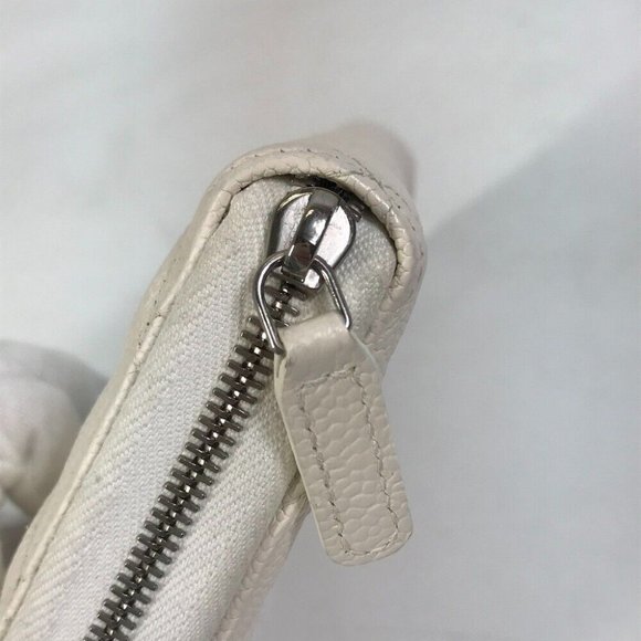 CHANEL A50097 Matelasse CC CC Mark Zip Around Quilted Wallet Long Wallet White - Picture 14 of 16